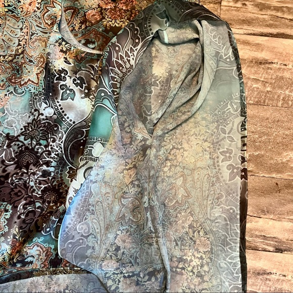 BLEU Sheer Green Poncho Blouse - Picture 9 of 10